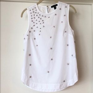 J Crew Sleeveless Blouse with Beading